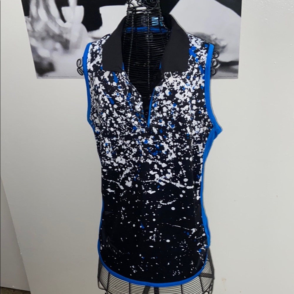 PGA Tour Black and White Graphic Polo Tank Top